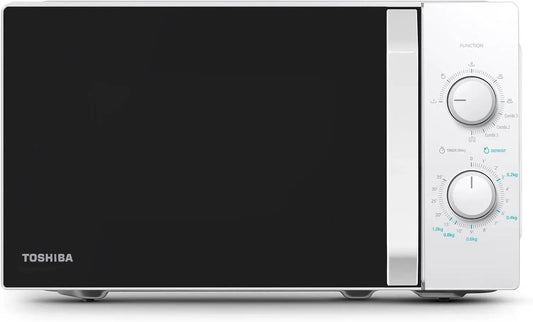 Toshiba MW2-MG20P 3-in-1 Forno a microonde, 20 L, 800 W, 1000 W, grill, timer, bianco, 5 Livelli di Potenza Regolabili