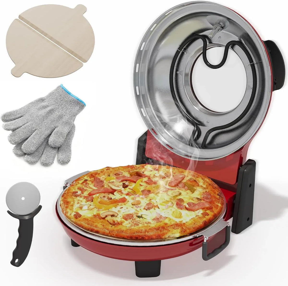 Forno elettrico per pizza, 30,5 cm, portatile, riscalda fino a 410 °C